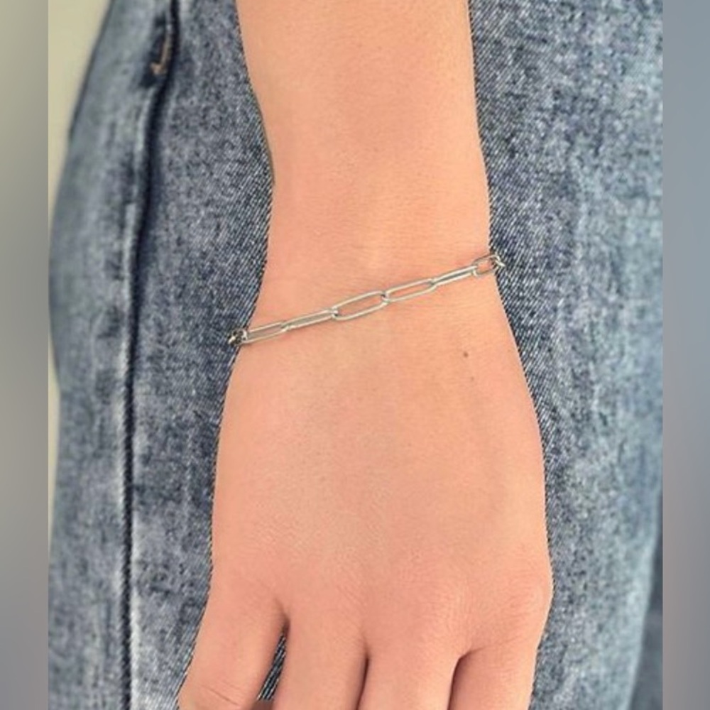 Trendy Stainless Steel Paperclip Chain Bracelet.
